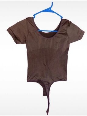 Women's Short Sleeve Brown Bodysuit
